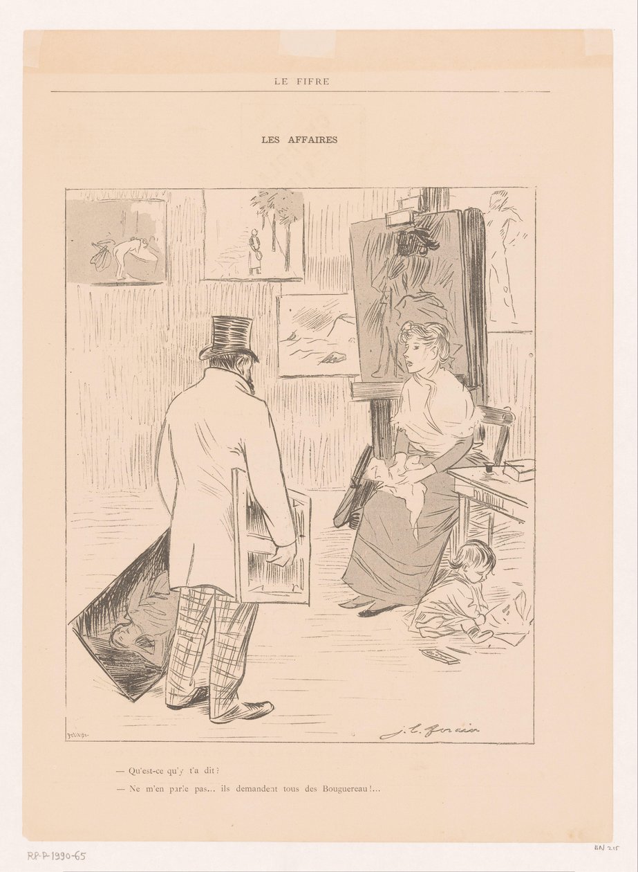 Taidemaalariperhe studiossa Les Affaires (otsikko esineessä) tekijältä Jean Louis Forain