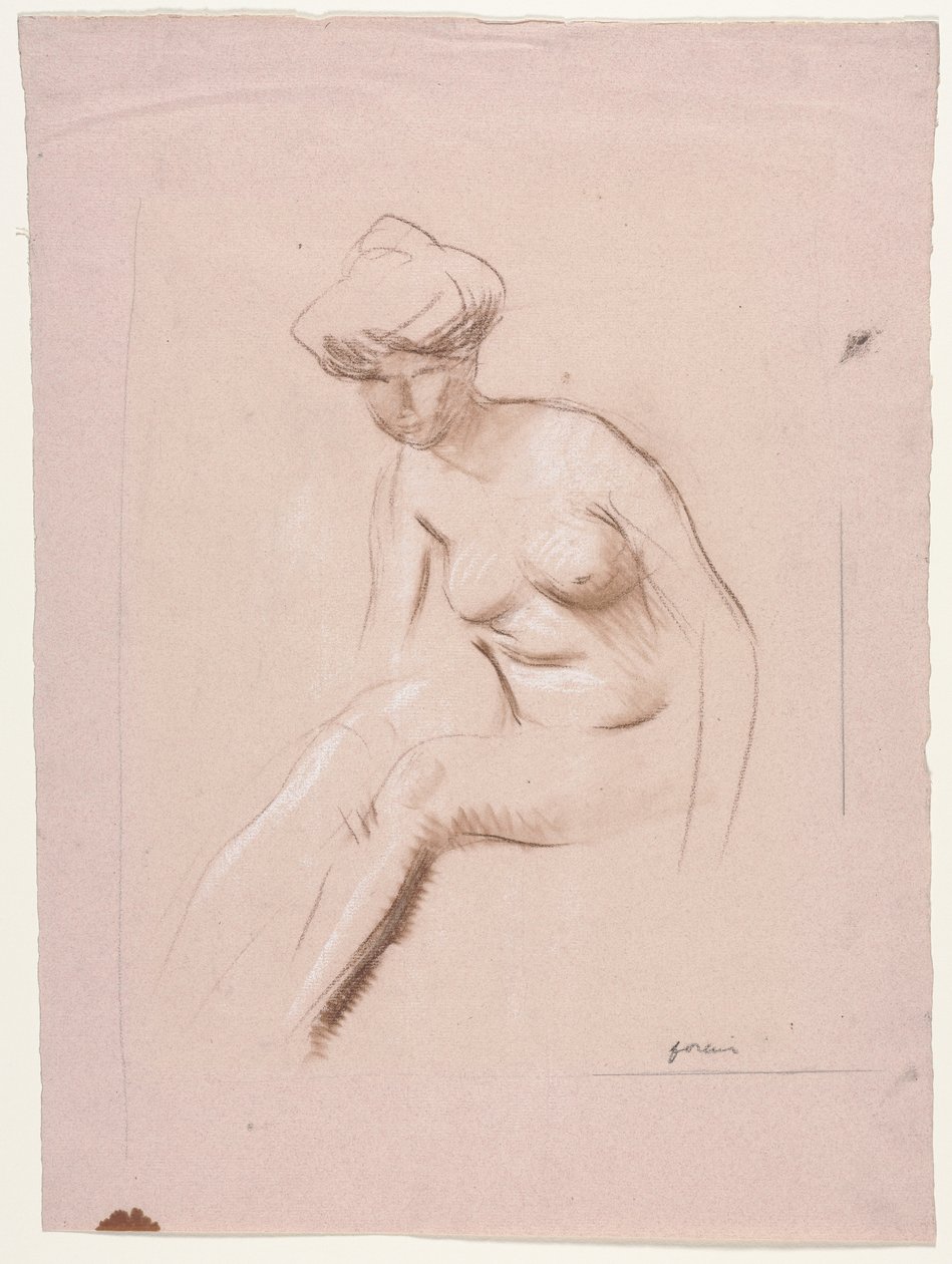 Istuva alastonkuva, 1800-luvun viimeinen neljännes tai 1900-luvun ensimmäinen kolmannes. tekijältä Jean Louis Forain