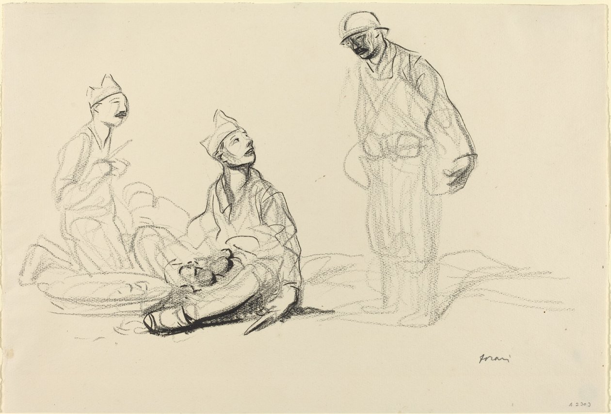 Sotilaat valmistavat ateriaa tekijältä Jean Louis Forain