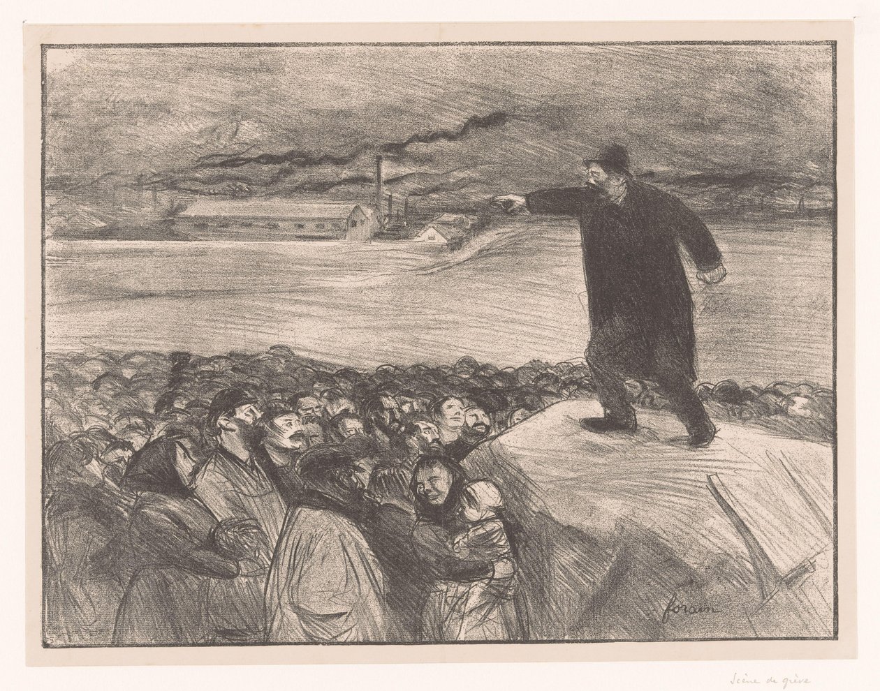 Tehdastyöläiset lakkoivat Scene de grève tekijältä Jean Louis Forain
