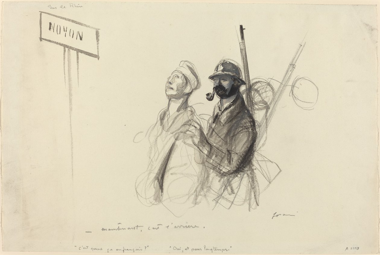 Reinillä. - Nyt se on takana., luultavasti 1918. tekijältä Jean Louis Forain