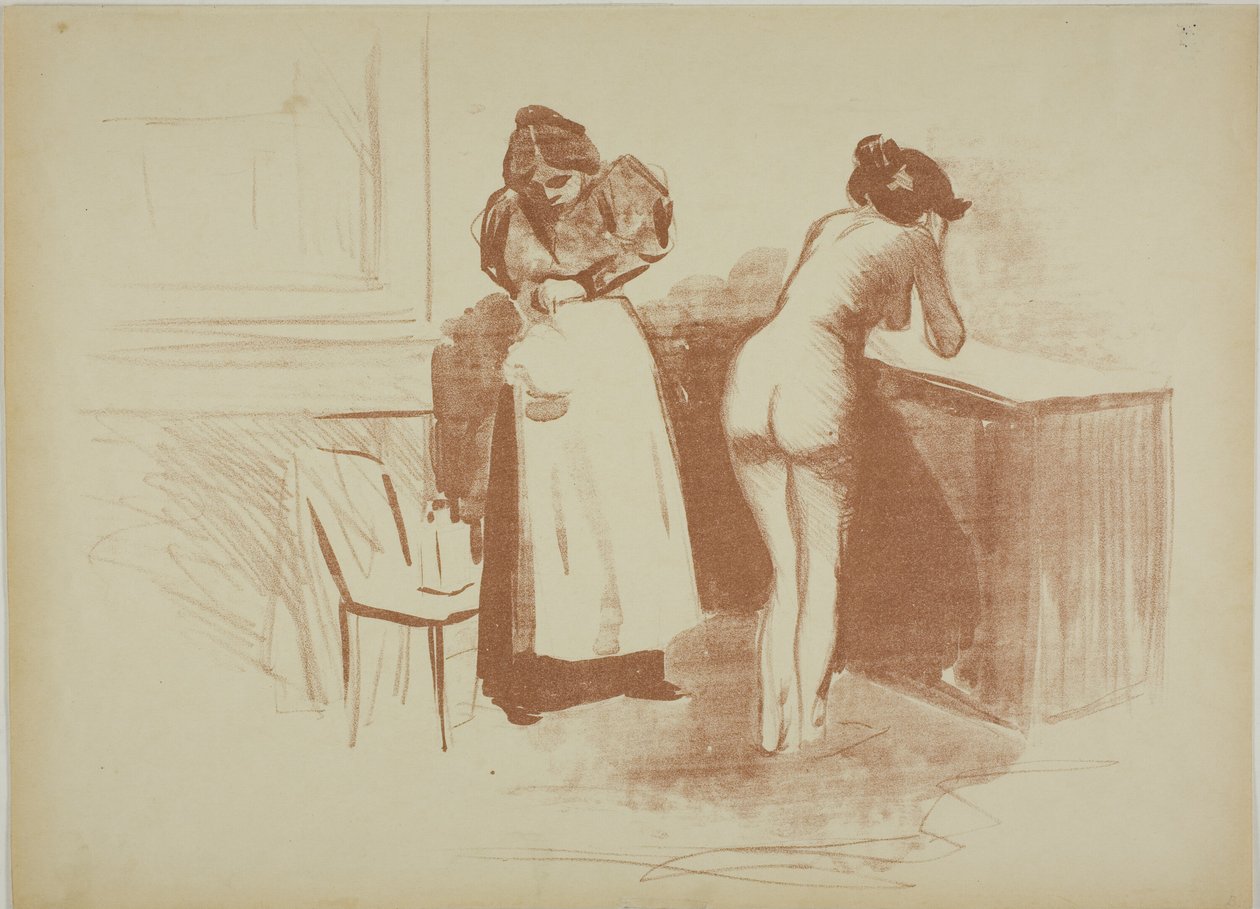 Hieronta karkeiden hiusten käsineellä, pesuaineella ja linjauslevyllä tekijältä Jean Louis Forain