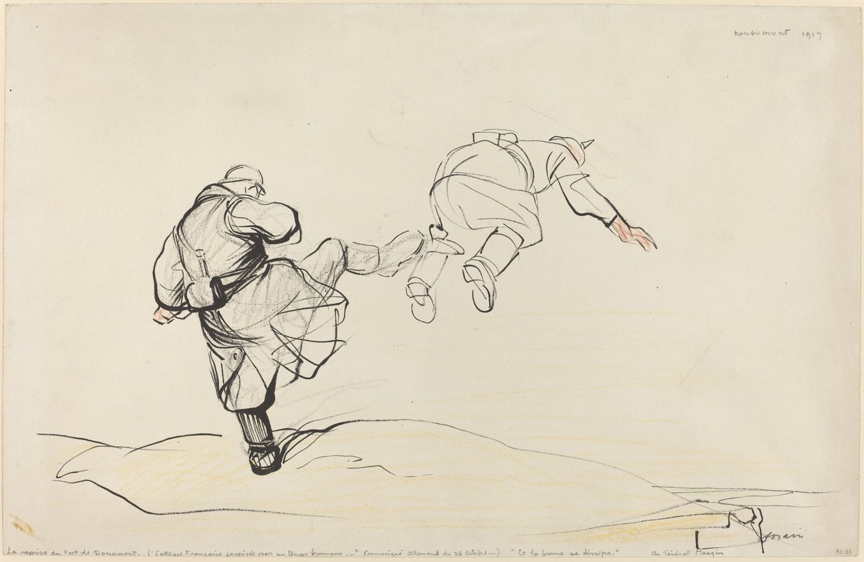 Fort Douaumontin valtaaminen, luultavasti 1916. tekijältä Jean Louis Forain