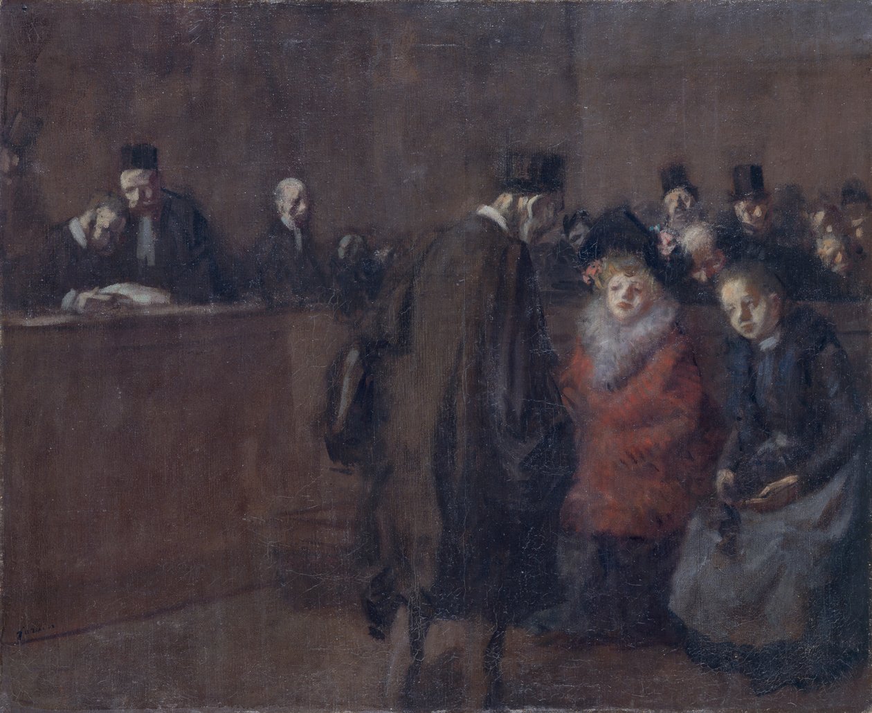 "The Law Court Scene de tribunal", 1910 tekijältä Jean Louis Forain