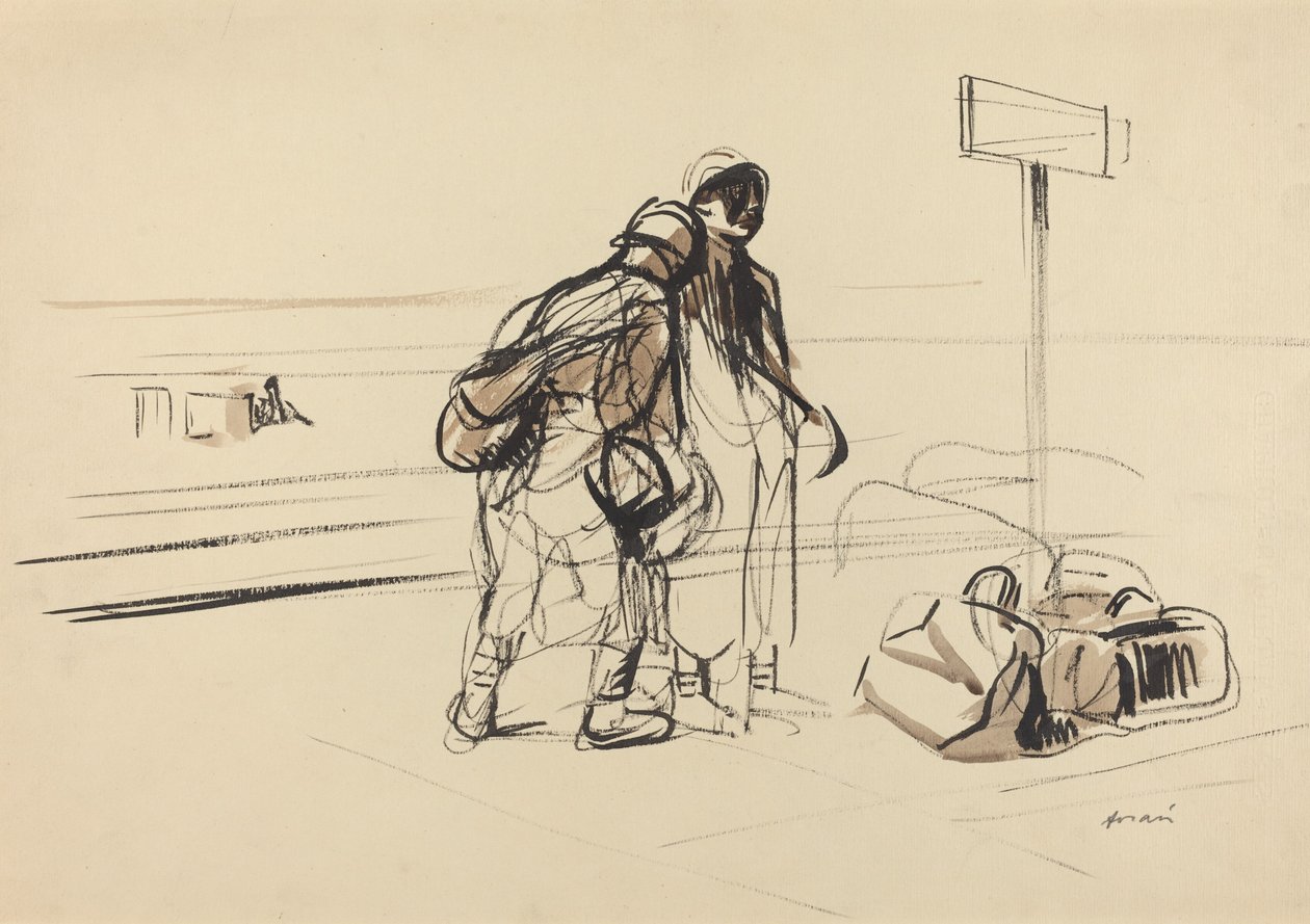 Kaksi ranskalaista sotilasta lähellä ilmoitustaulua, n. 19141919. tekijältä Jean Louis Forain