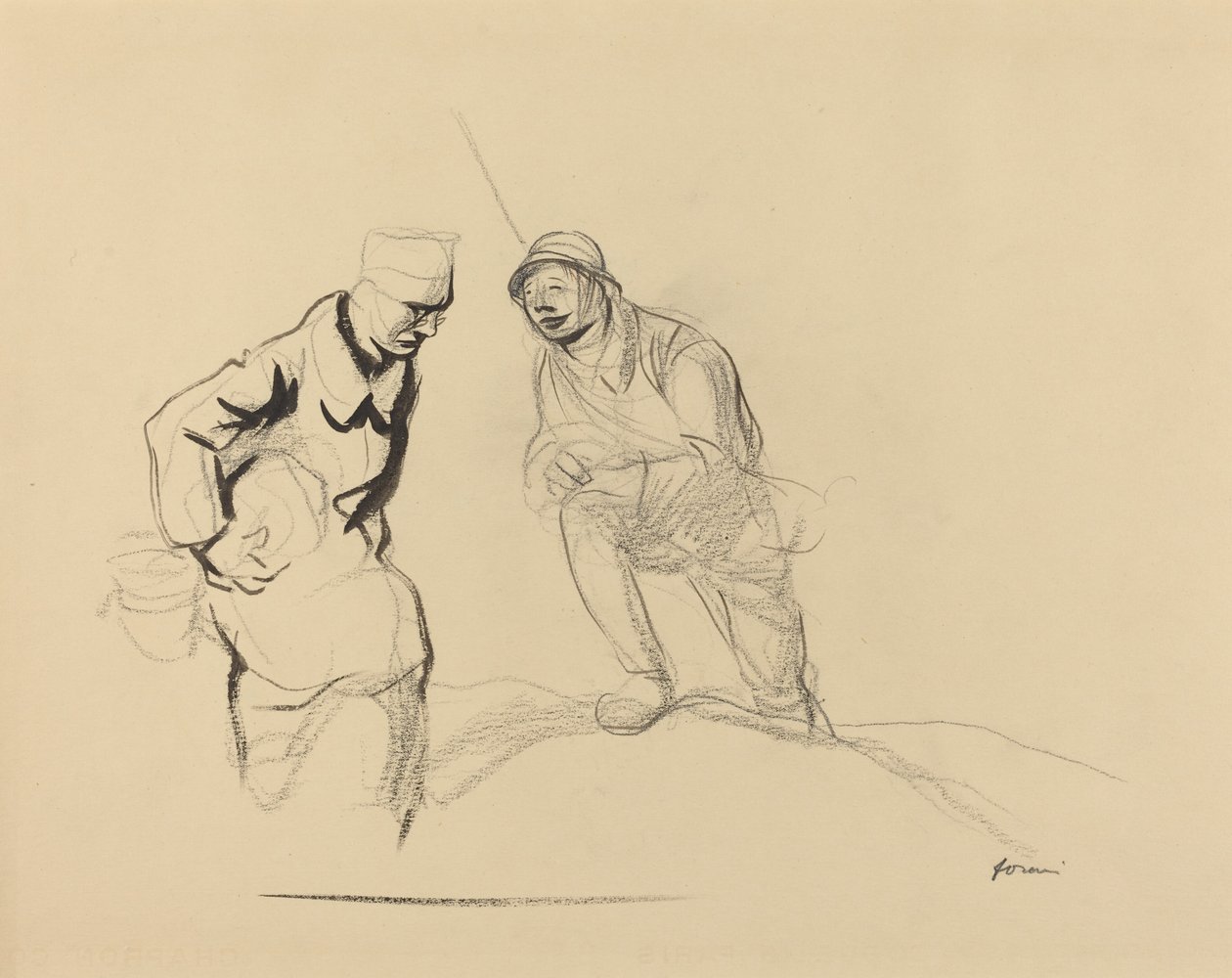 Kaksi sotilasta, n. 19141919. tekijältä Jean Louis Forain