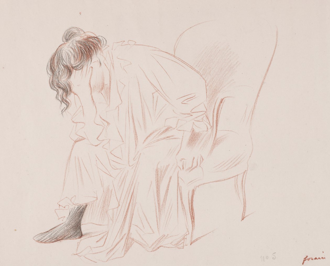 Istuva nainen tekijältä Jean Louis Forain