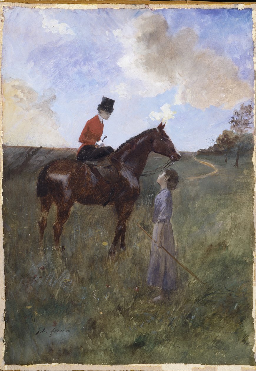 Nainen hevosen selässä ja paimentolaisnainen tekijältä Jean Louis Forain