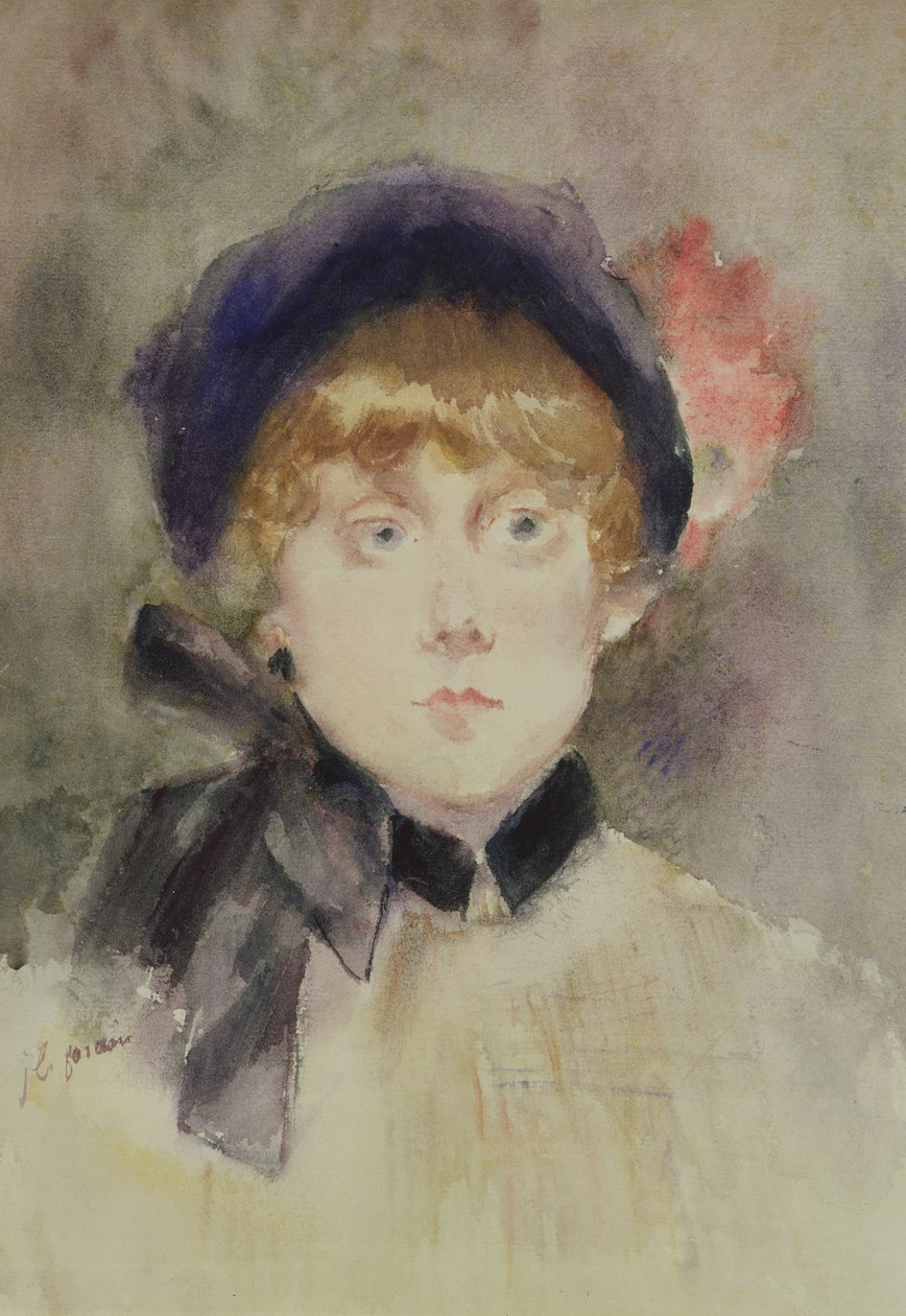 Nuori nainen sinisessä hatussa, 1883 (wc) tekijältä Jean Louis Forain