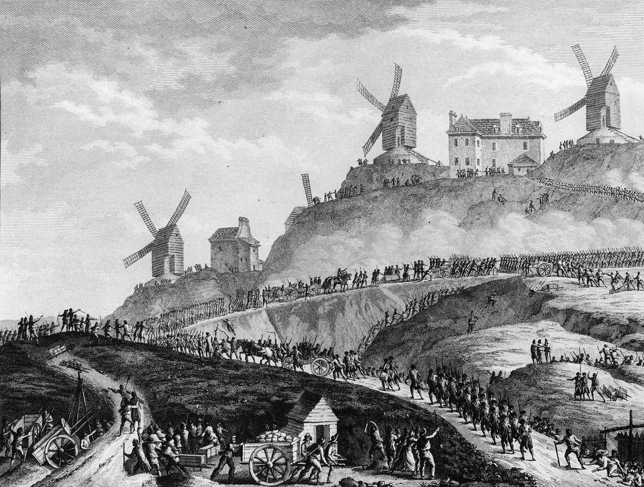 Ranskan vallankumous: Canons de Paris avaa Montmartren 15. heinäkuuta tekijältä Jean Louis II (after) Prieur