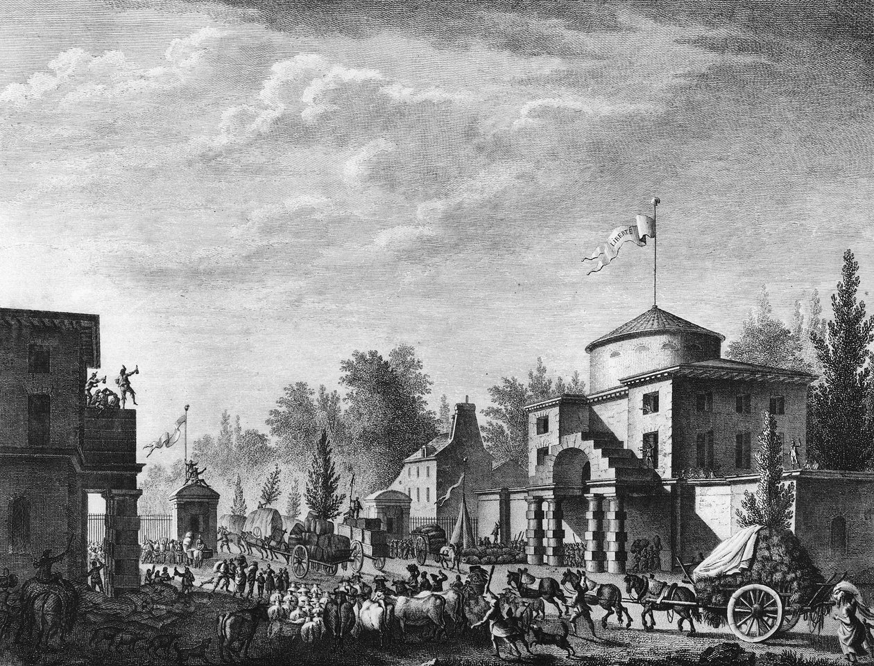 Ranskan vallankumous: Vapaa pääsy Pariisin muuriin 1. toukokuuta tekijältä Jean Louis II (after) Prieur