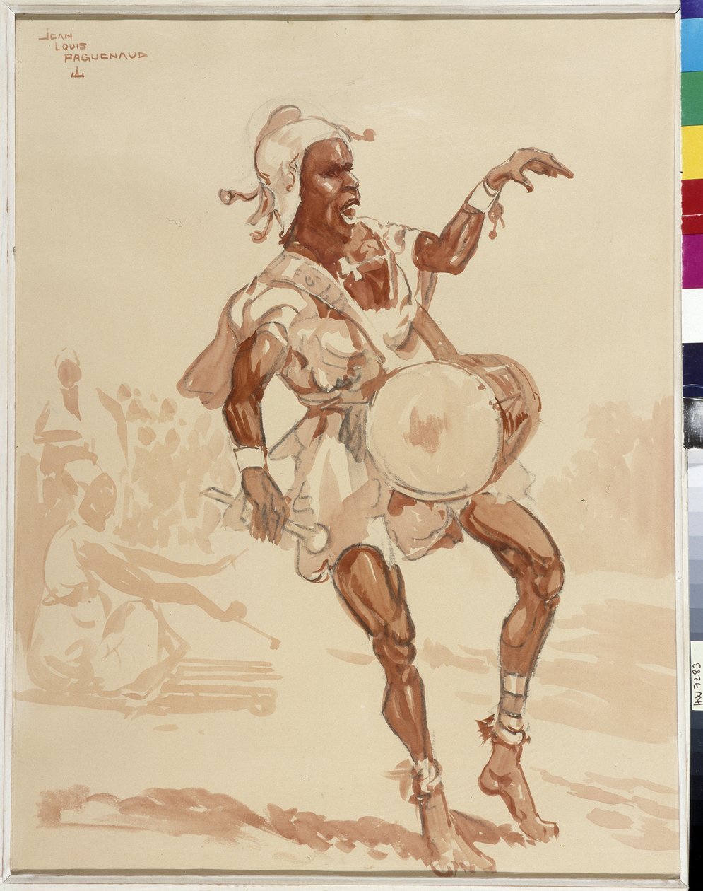 músico africano (aquarela) finlandês tekijältä Jean Louis Paguenaud