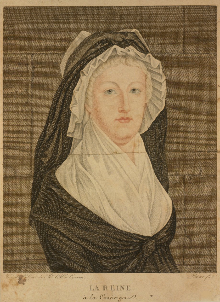 Marie Antoinette Conciergeriessa vankina, 1793 tekijältä Jean Louis Prieur