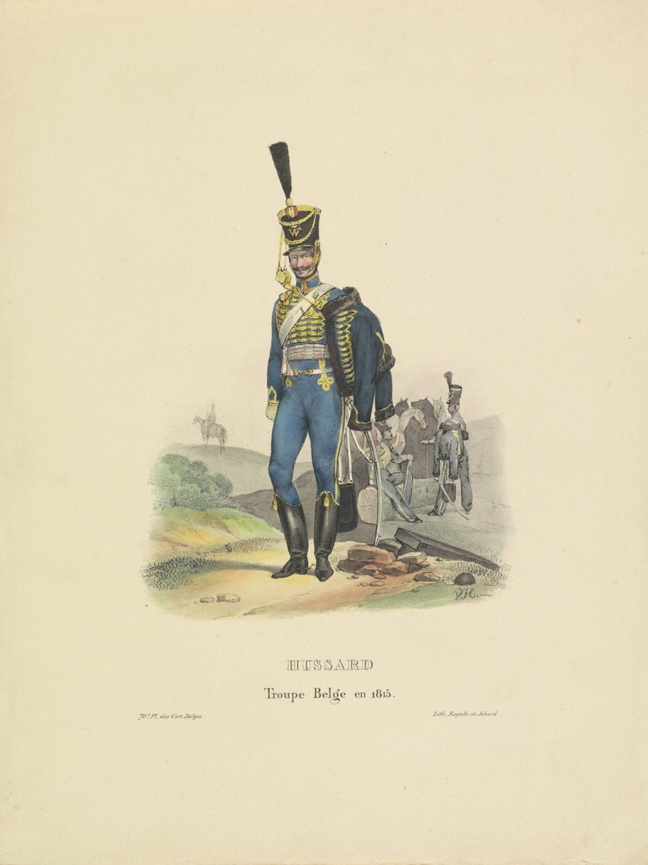 Hollannin husaari, 1815 Hussard Troupe Belge en 1815 (otsikko esineessä) tekijältä Jean Louis Van Hemelryck