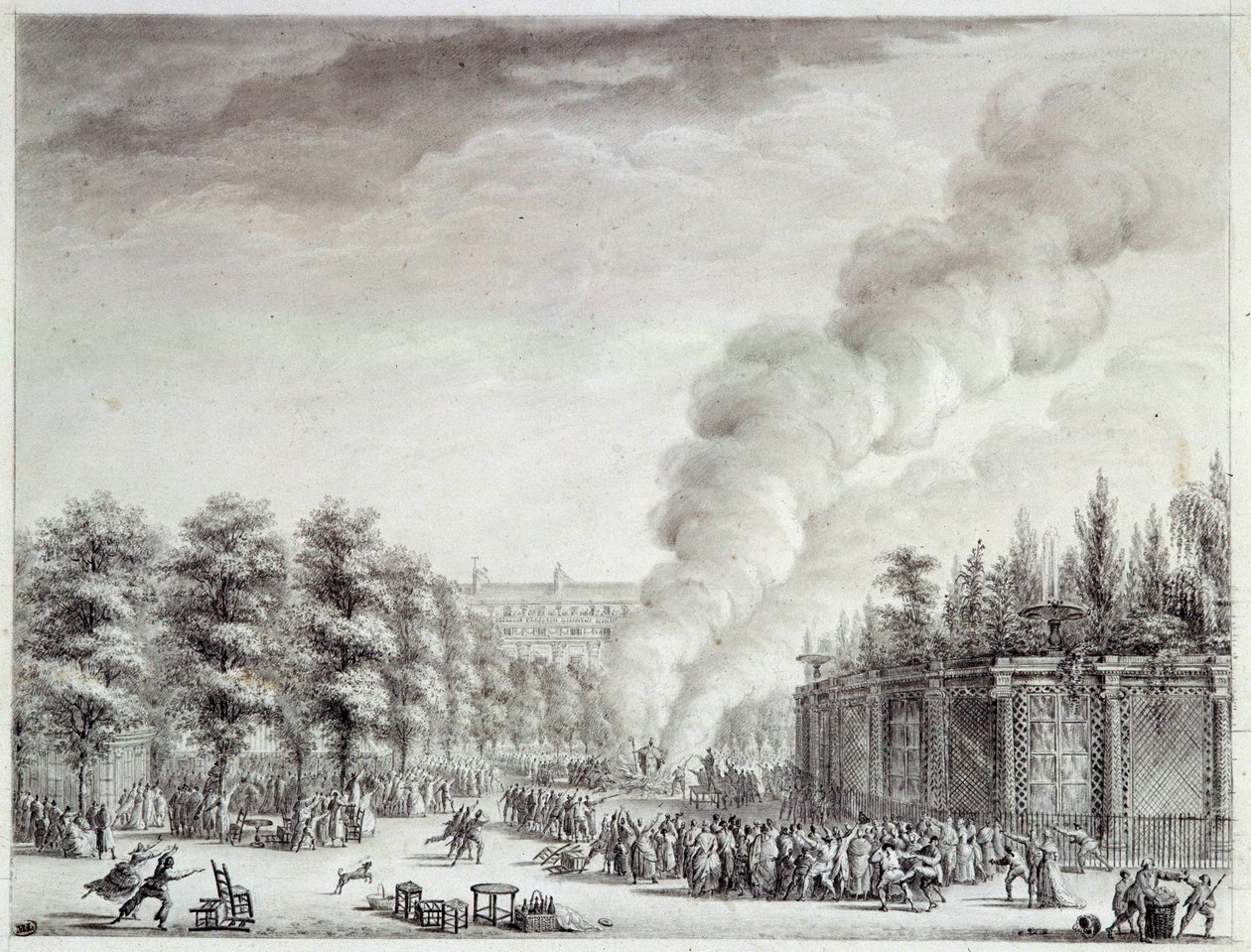 Ranskan vallankumous: "" Paavin malli palaa Palais-Royalissa, 6. huhtikuuta tekijältä Jean Louis the Younger Prieur