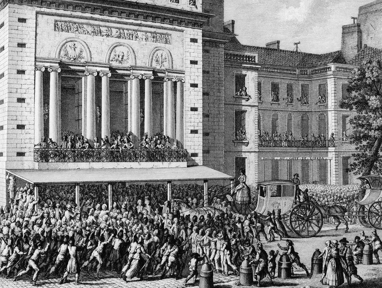 Ranskan vallankumous: Vallankumouksellinen kansa sulkee Pariisin oopperan 12. heinäkuuta tekijältä Jean Louis the Younger Prieur
