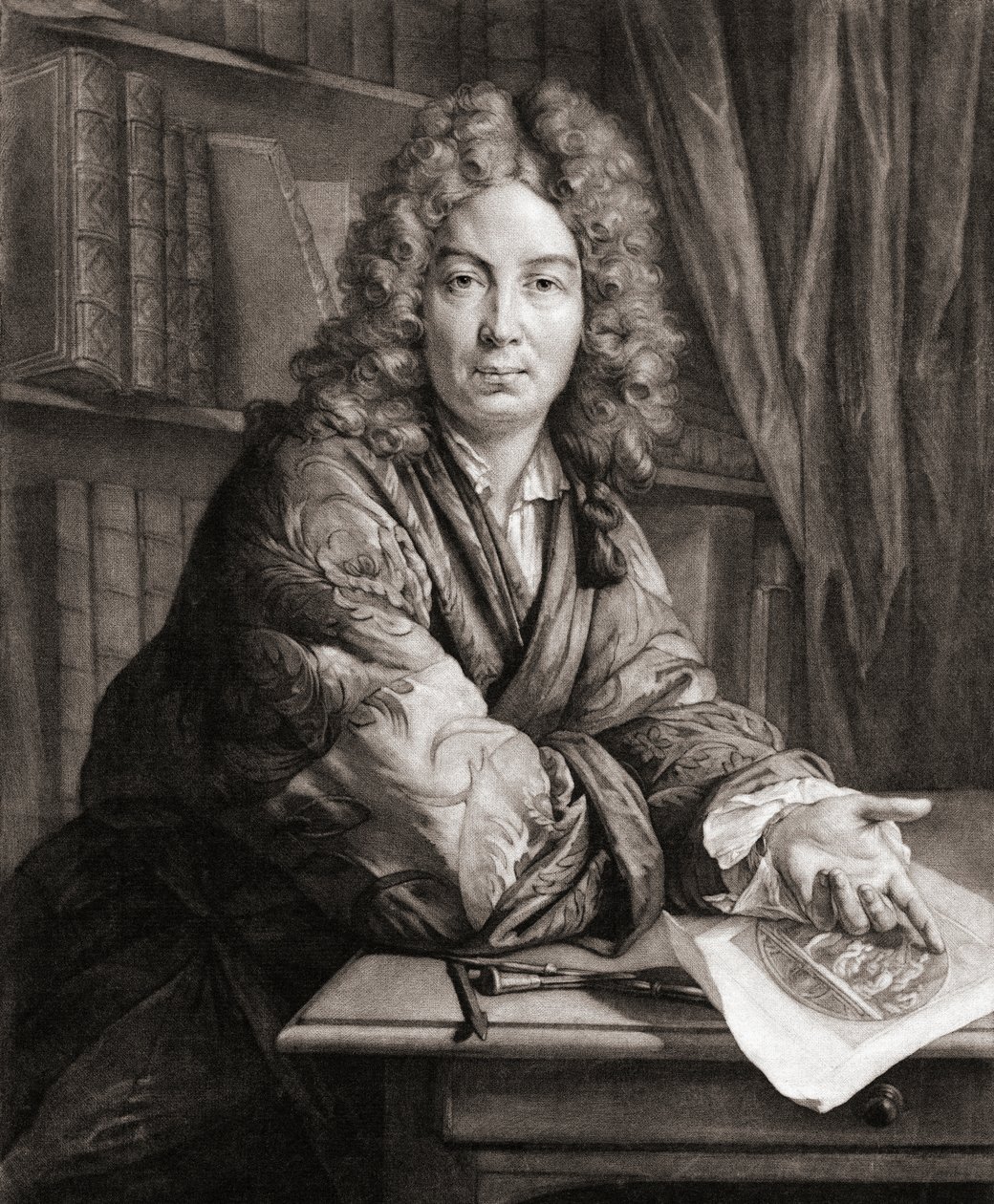 Kaivertajan Bernard Picartin muotokuva (kaiverrus) tekijältä Jean Marc (after) Nattier