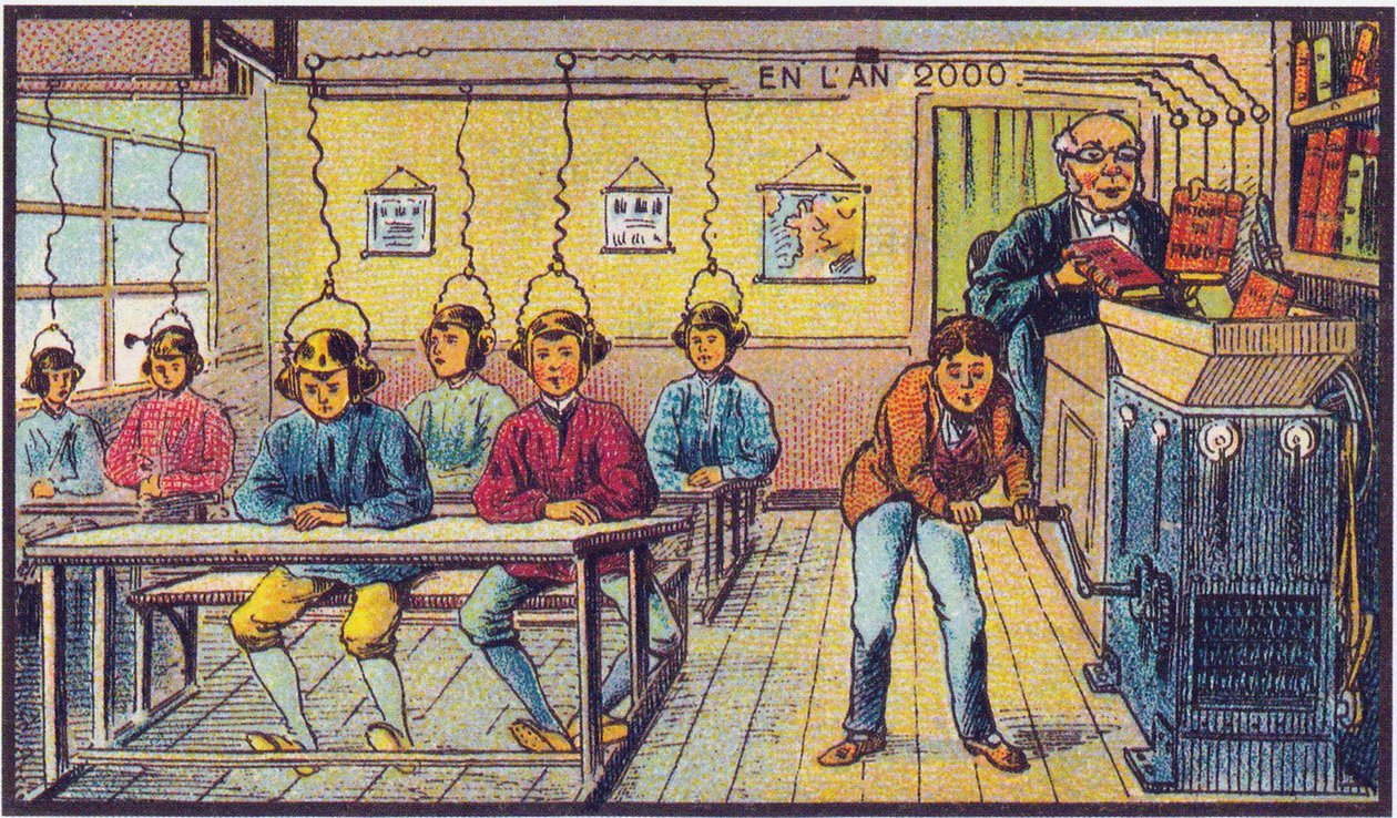 Koulussa. Sarjasta Vision of the Year 2000, 1899 tekijältä Jean Marc Côté