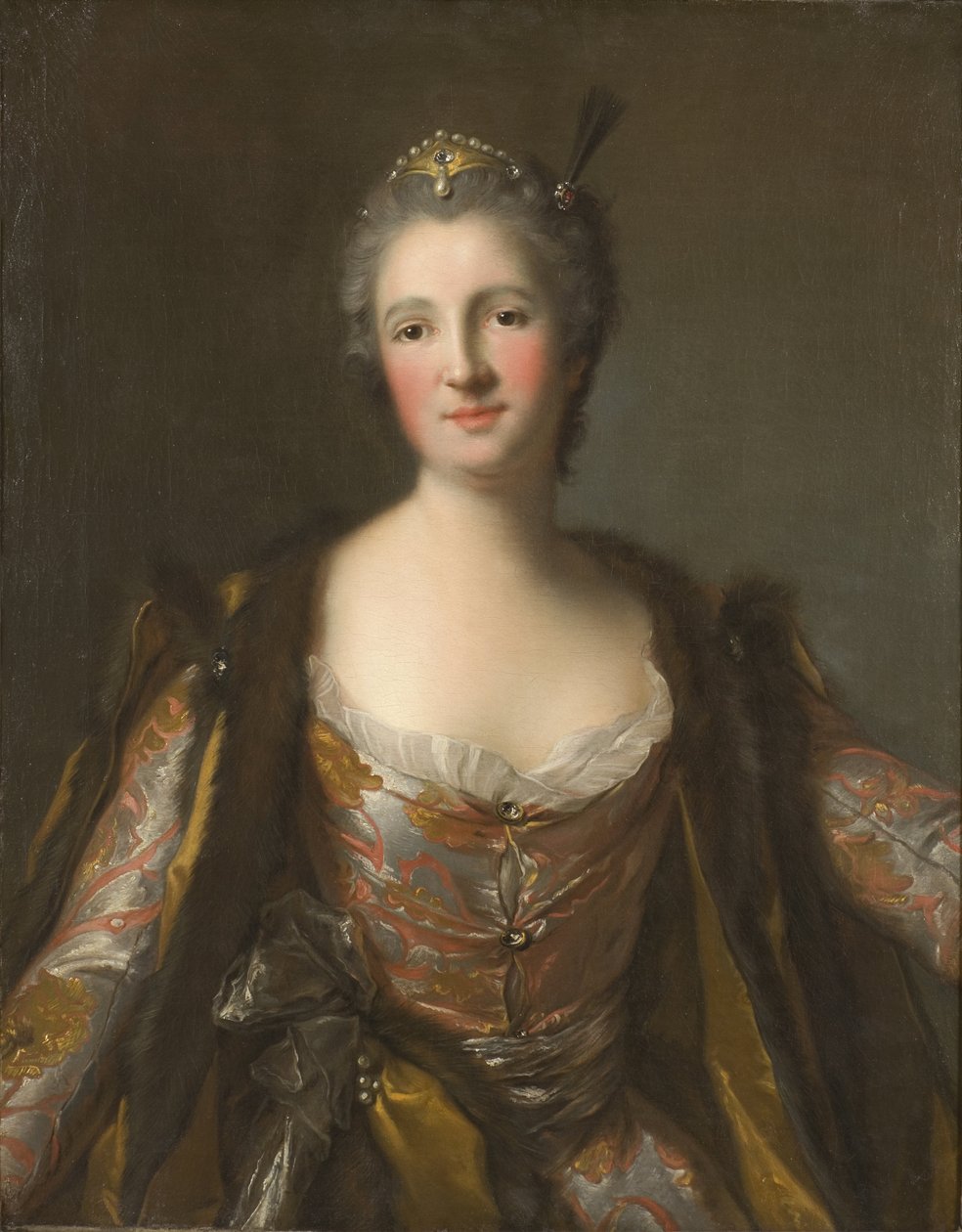 Elisabeth Catherine de Besenval, markiisi de Broglie, sulttaani - Marquise de Broglie (1718-1777), s. Freiin von Besenval von Brunstatt, Sultanana, kirjoittanut Nattier, Jean-Marc (1685-1766). Öljy kankaalle. 1742 Mitat: 81x63 cm. Tukholman kansallismuseo tekijältä Jean Marc Nattier
