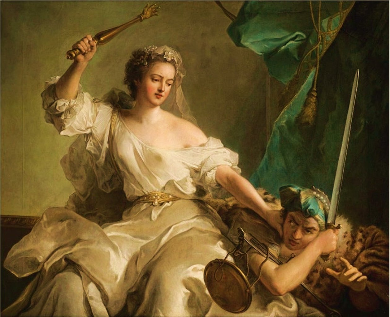 Oikeudenmukaisuus rankaisee epäoikeudenmukaisuutta nimeltä Madame Adélaïde of France Justice. tekijältä Jean Marc Nattier