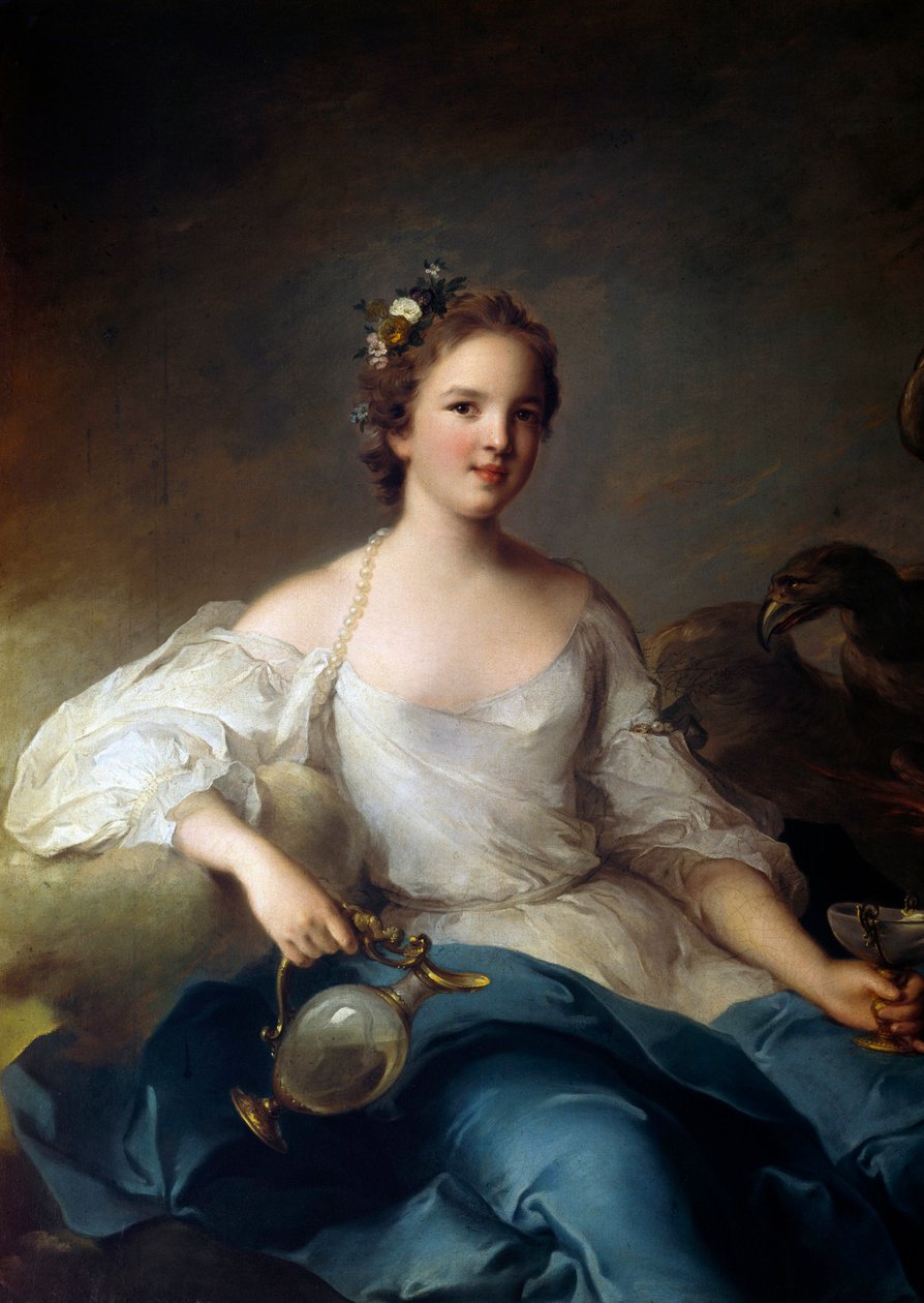 Charlotte Louise de Rohanin muotokuva - Guemenee, Masseranin prinsessa, Crevecoeurin markiisi (1722-?) edustaa Jean Marcin (Jean-Marc) Nattierin (1685-1766) Hebe Paintingissa 1738 su 1,25x0,97 m tekijältä Jean Marc Nattier