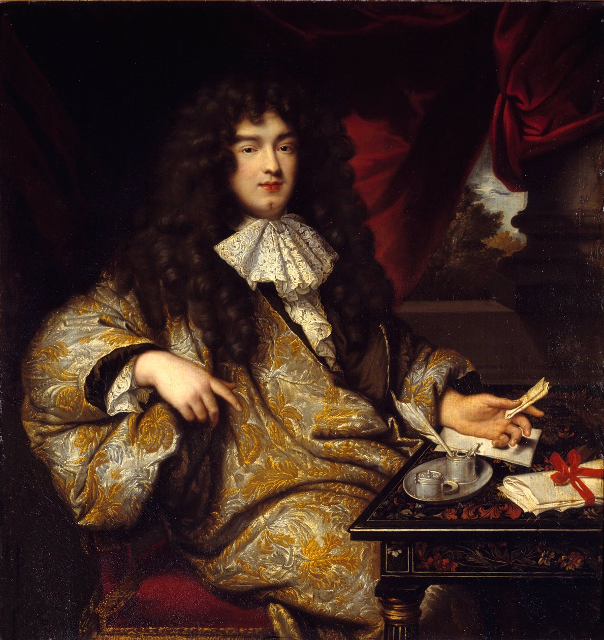 Jean Baptiste (Jean-Baptiste) Colbertin (1651-1690) muotokuva, seignööri Marquis de Seignelay, laivastoministeri, Colbertin poika. Marc Nattierin (1642-1705) maalaus tekijältä Jean Marc Nattier