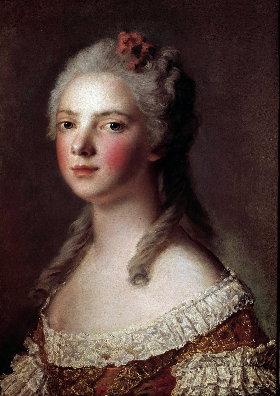Ranskalaisen Marie Adelaiden muotokuva nimeltä Madame Adelaide (1732-1799), Louis XV:n tytär Jean Marc (Jean-Marc) Nattier (1685-1766) maalaus 1750 Aurinko 0,54x0,42 m tekijältä Jean Marc Nattier