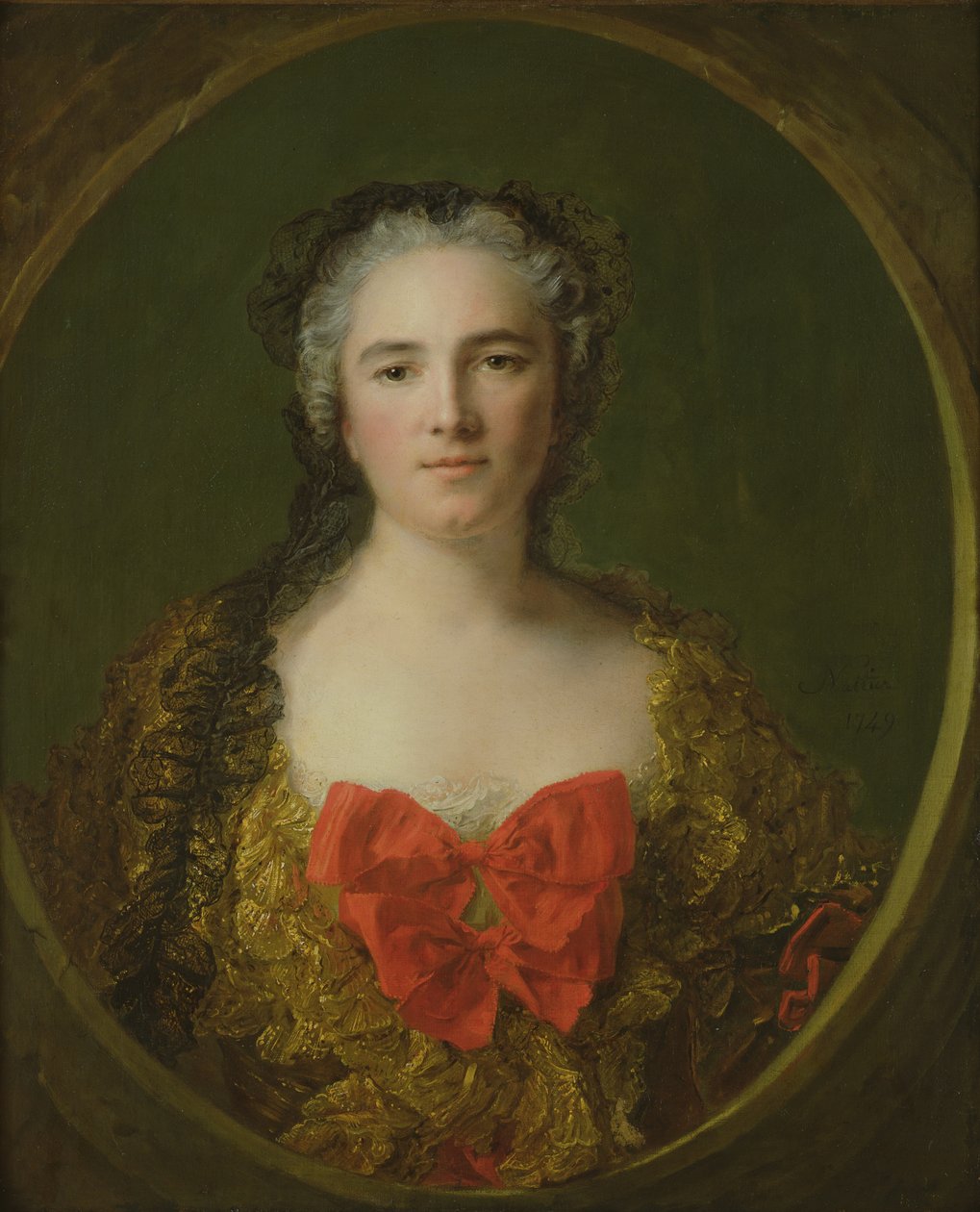 Muotokuvan oletetaan olevan Louise-Elisabeth de La Chastre, Marquise de Dreux-Breze, 1749 tekijältä Jean Marc Nattier