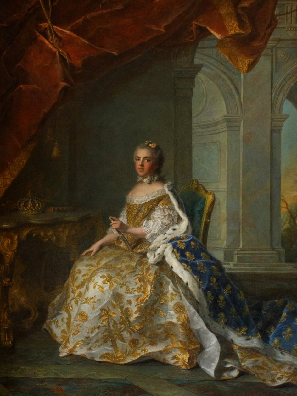 Postuumisti otettu muotokuva Parman herttuattaresta Louise Elisabeth Ranskasta (1727-1759) hovipuvussa. tekijältä Jean Marc Nattier