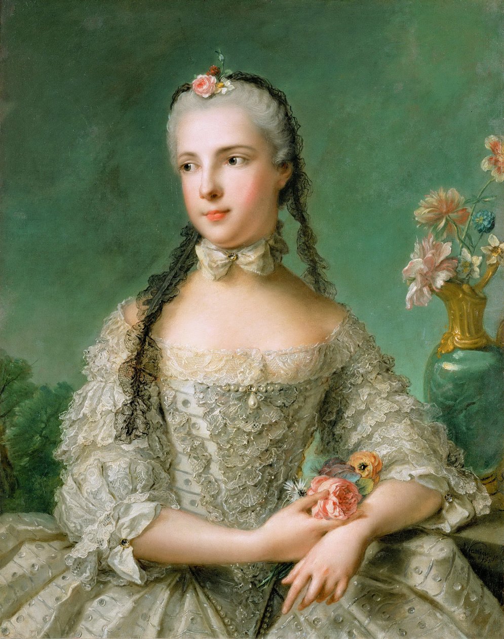 Rokokoo: Parman prinsessa Isabellan (1741-1763), Itävallan arkkiherttuattaren par Nattierin, Jean-Marcin (1685-1766) muotokuva tekijältä Jean Marc Nattier