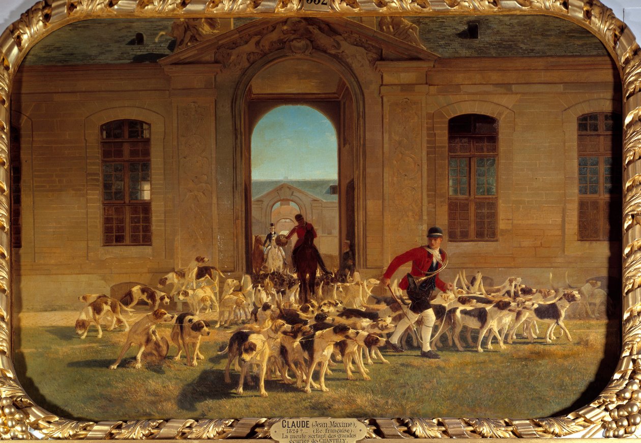 Jean Maxime Clauden (1824-1904) Chantilly Paintingin suurelta tallilta lähtevä lauma 1865 Sun. 0,66x0,91 m Chantilly, Musee Conde tekijältä Jean Maxime Claude