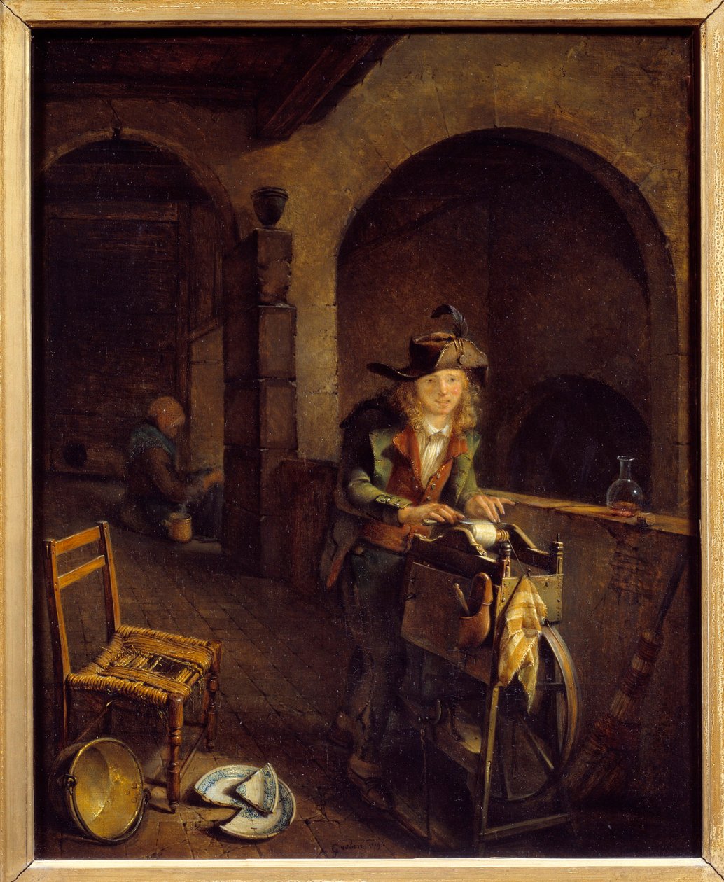 Pieni hiomakone Jean Michel Grobonin (1770-1853) maalaus 1794 Lyon, Kuvataidemuseo tekijältä Jean Michel Grobon
