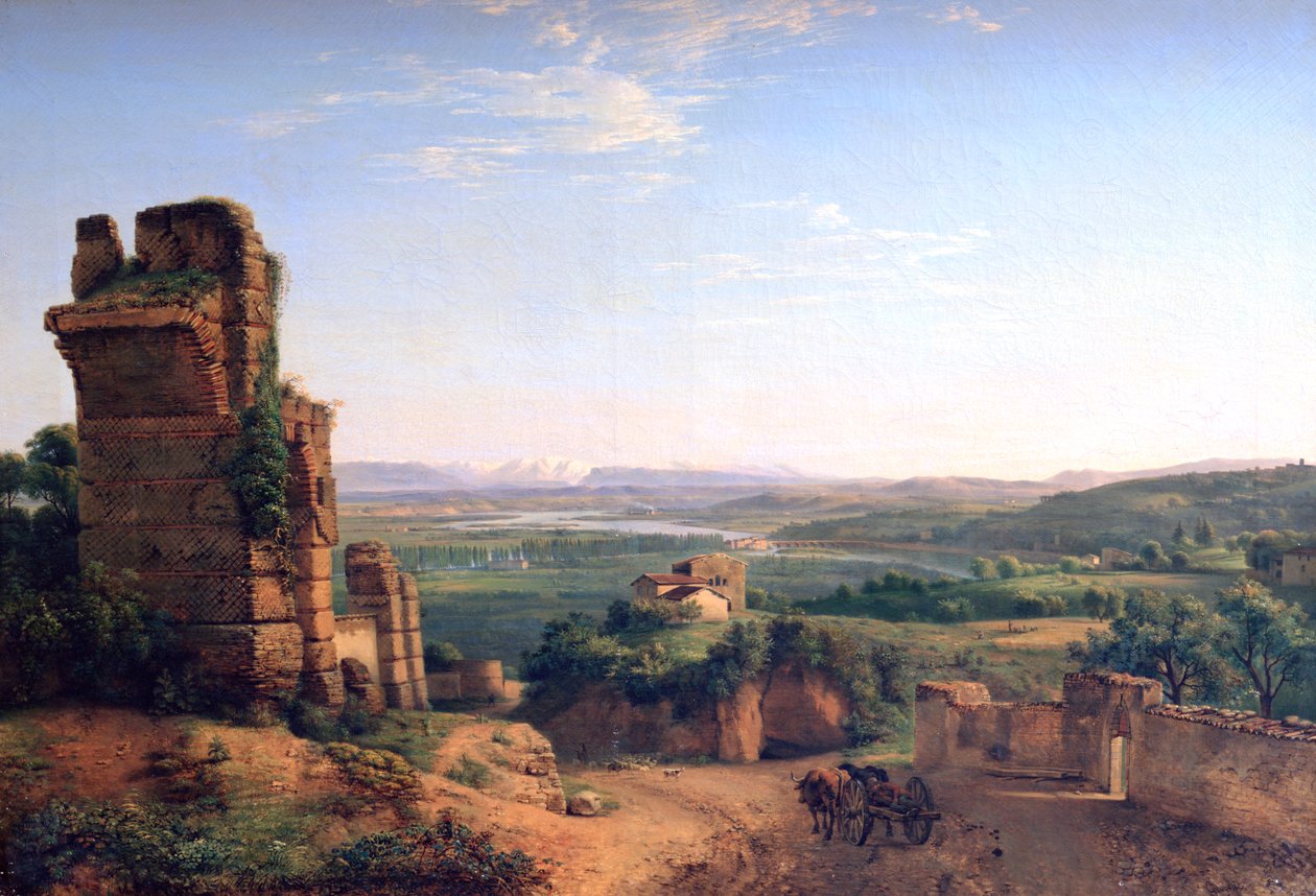 Roomalaiset akveduktit nähtynä Saint Justin rinteillä, 1790–1853 tekijältä Jean Michel Grobon