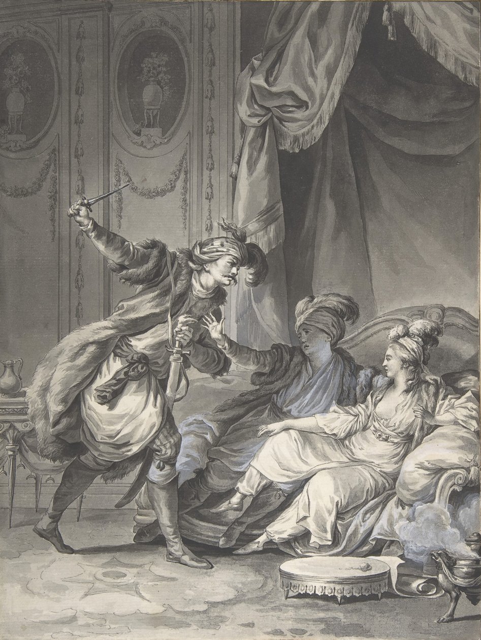 Kun he olivat siellä, setä saapuu, n. 1778. tekijältä Jean Michel Moreau