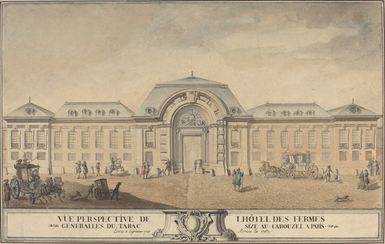 Näkymä Hôtel des Fermes Générales du Tabaciin tekijältä Jean Michel Moreau