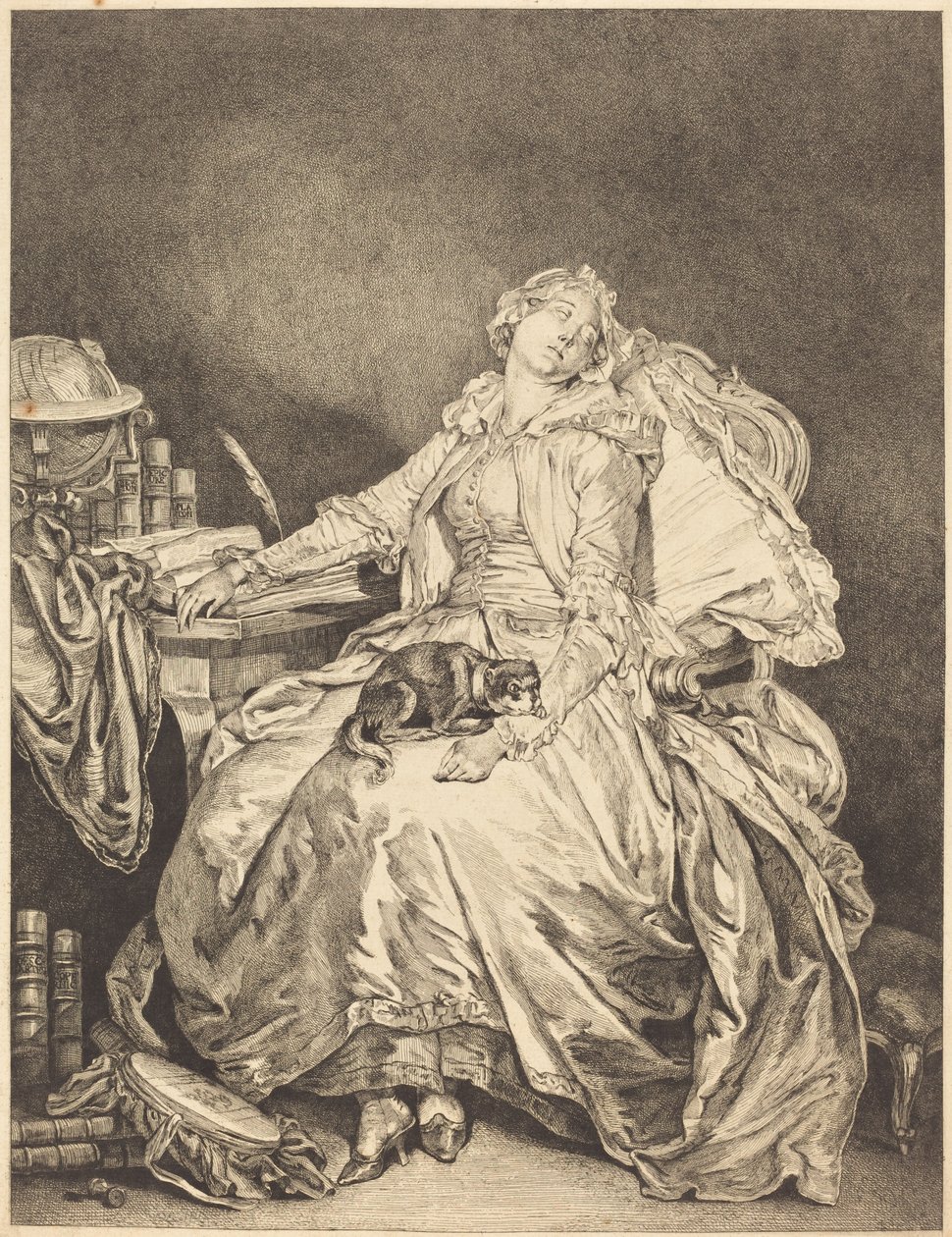 Nukkumisen filosofia tekijältä Jean Michel Moreau after Jean Baptiste Greuze
