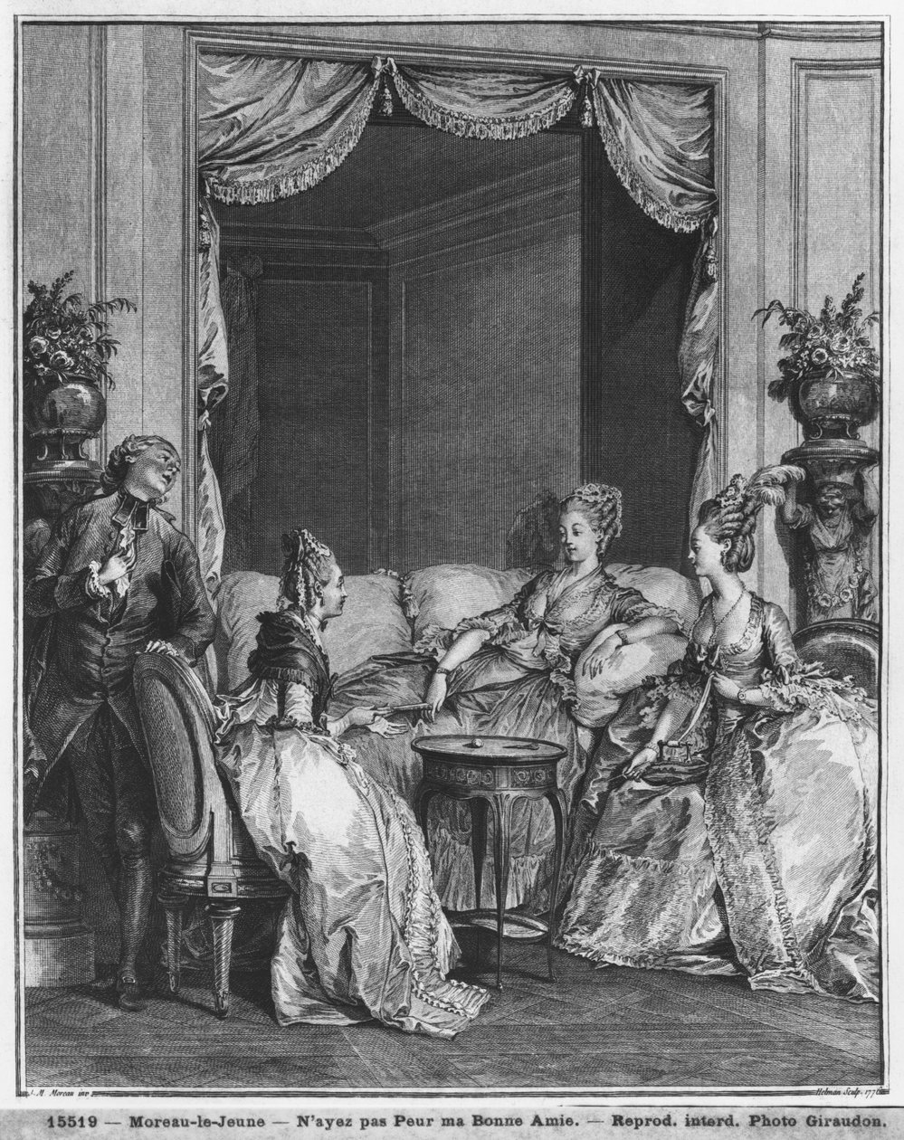 Älä pelkää, hyvä ystäväni, kaiverrus Isidore Stanislas Helman (1749-1809) 1776 tekijältä Jean Michel the Younger Moreau