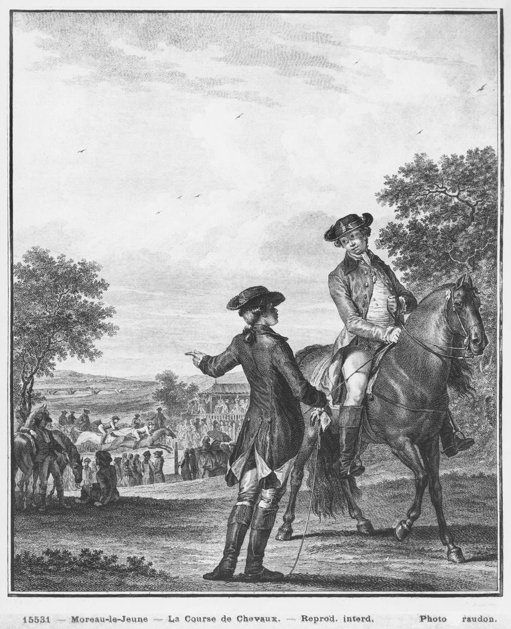 Heinrich Guttenbergin (1749-1818) kaiverrus hevoskilpailu n. 1777 tekijältä Jean Michel the Younger Moreau