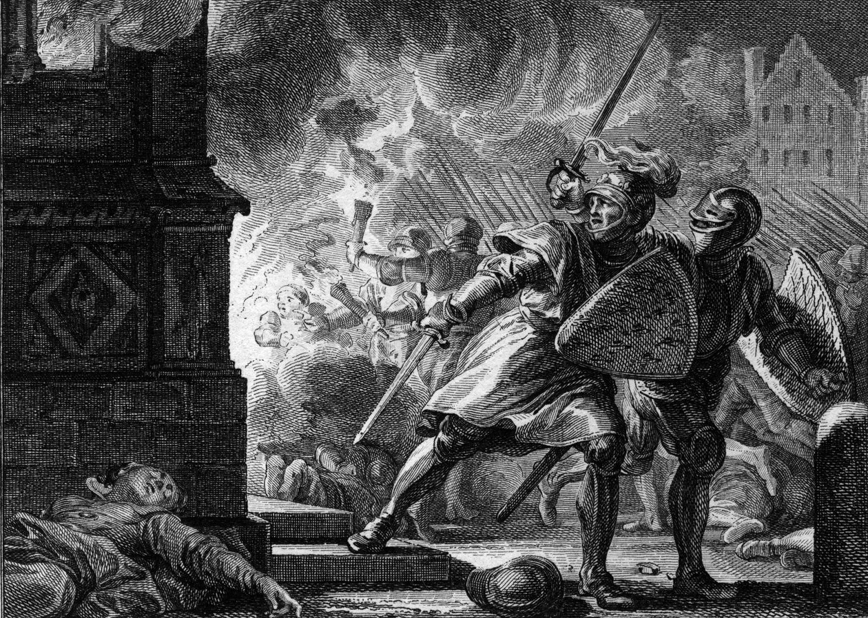 Ludvig VII Nuori eli hurskas (1120-1180) sytytti Vitryn (samppanjan) kirkon tuleen paikkaan, jossa asukkaat olivat turvanneet tekijältä Jean Michel the Younger Moreau