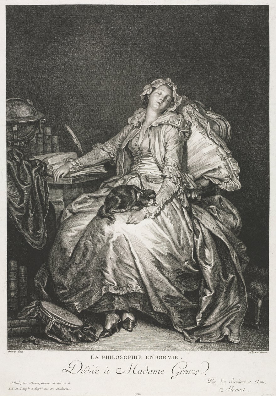 Rouva Greuze unessa, 1776. tekijältä Jean Michel the Younger Moreau