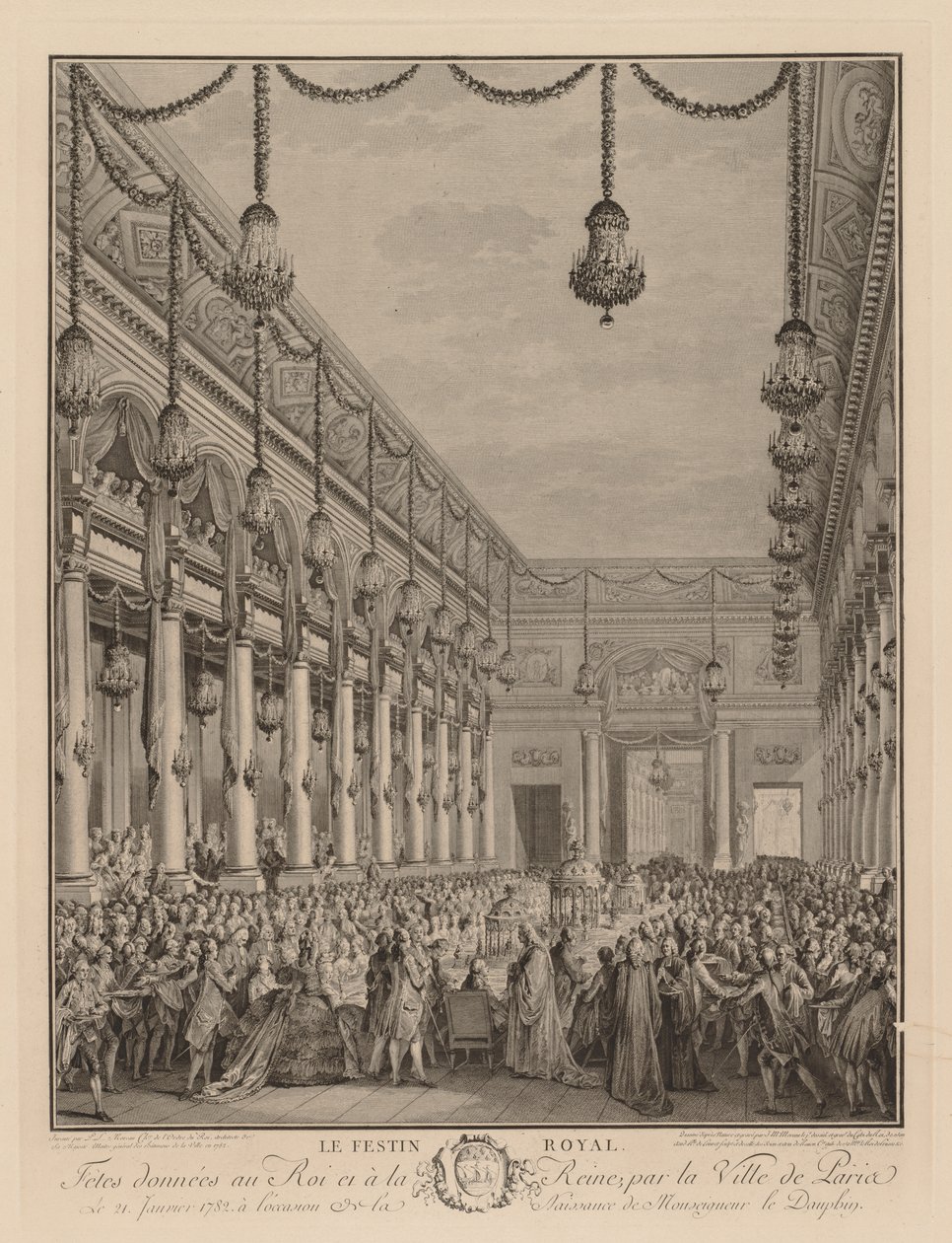 Kuninkaallinen juhla Hôtel de Villessa, 21. tammikuuta 1782 tekijältä Jean Michel the Younger Moreau