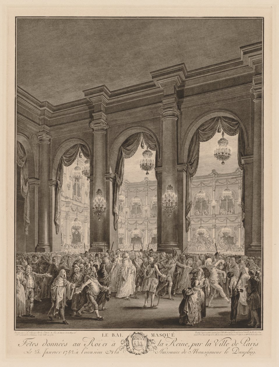 Naamioball, 1782. tekijältä Jean Michel the Younger Moreau