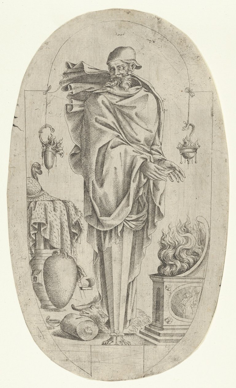 Termi käsiään lämmittävän vanhan miehen muodossa, 1535-55. tekijältä Jean Mignon