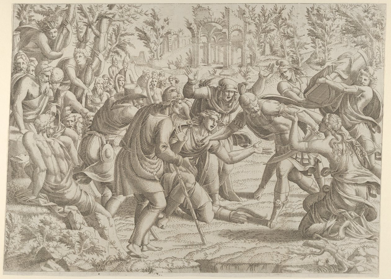 Petollinen synon, jonka paimenet toivat Trajanuksen leiriin, 1535-55. tekijältä Jean Mignon