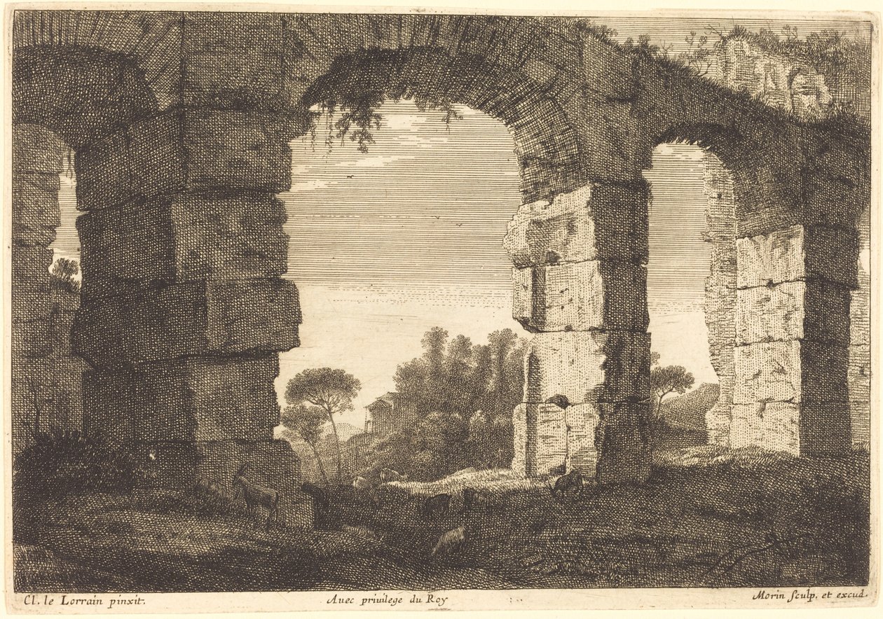 Akveduktin rauniot tekijältä Jean Morin after Claude Lorrain