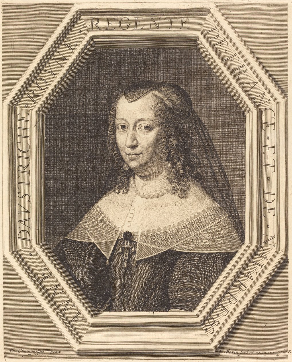 Anne Itävallasta tekijältä Jean Morin after Philippe de Champaigne