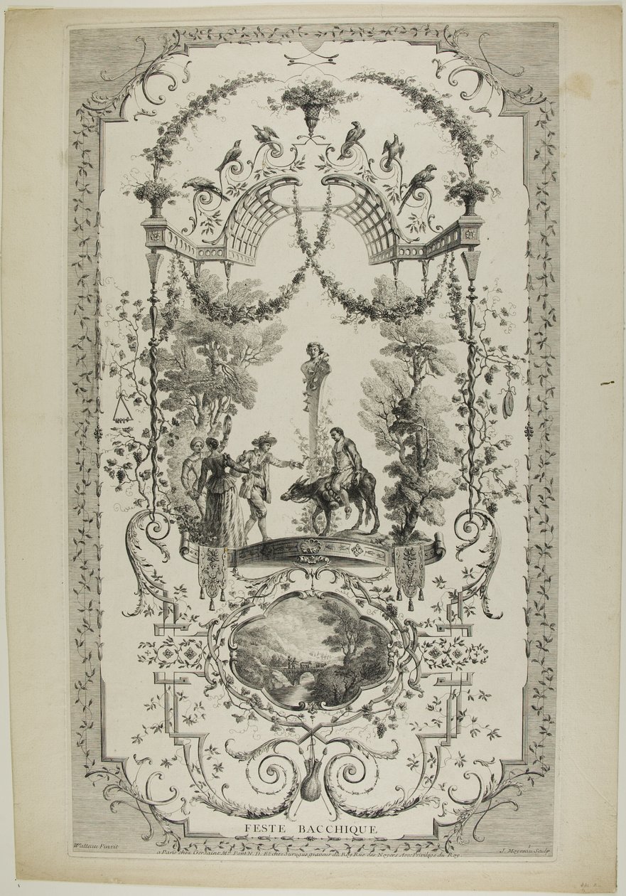 Feste Bacchique, levy 97 teoksesta "The Works of Antoine Watteau". tekijältä Jean Moyreau