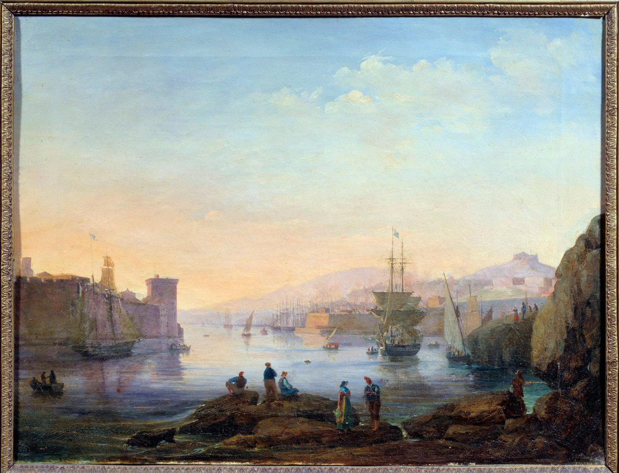 Marseillen sataman välissä Jean Paul Constansin (1777-1833) maalaus 1800-luvulta Aix en Provence, Musee Granet tekijältä Jean Paul Constans