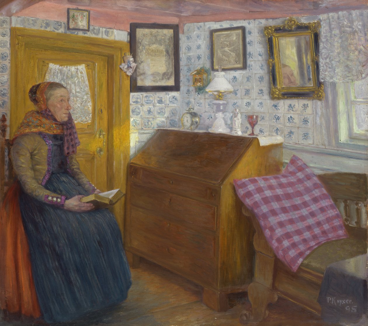 Maalaistalon sisustus sunnuntaina 1895 tekijältä Jean Paul Kayser