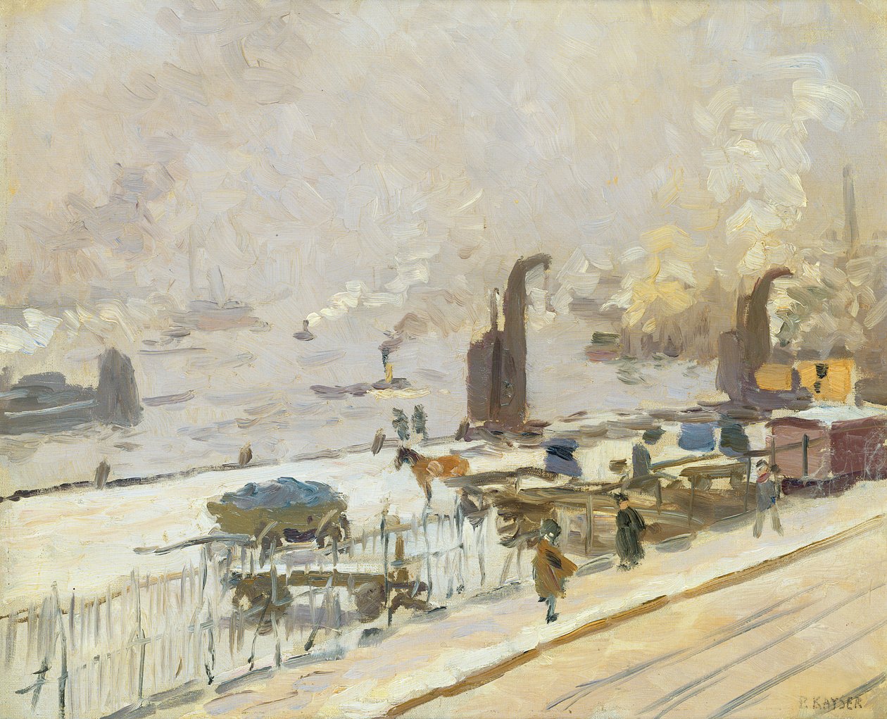 Hampurin satama talvella, 1909 tekijältä Jean Paul Kayser